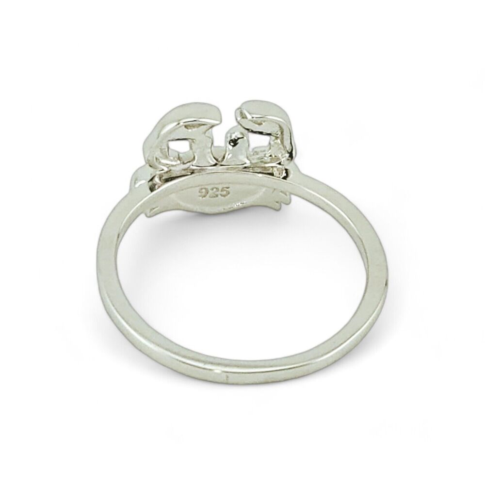 Sterling Silver 925 Crab White Lab Opal Ring - Picture 4 of 5